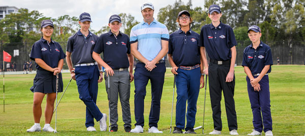Students and teacher in the Golf Excellence program at Robina State High School
