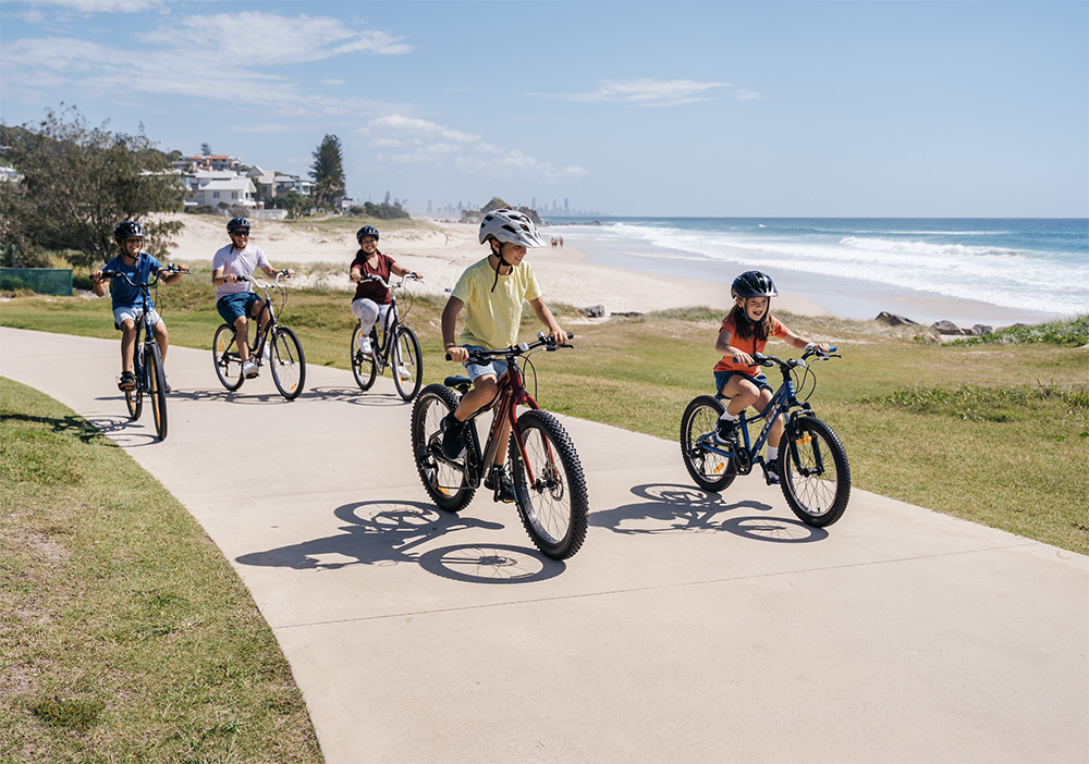 People riding bicycles