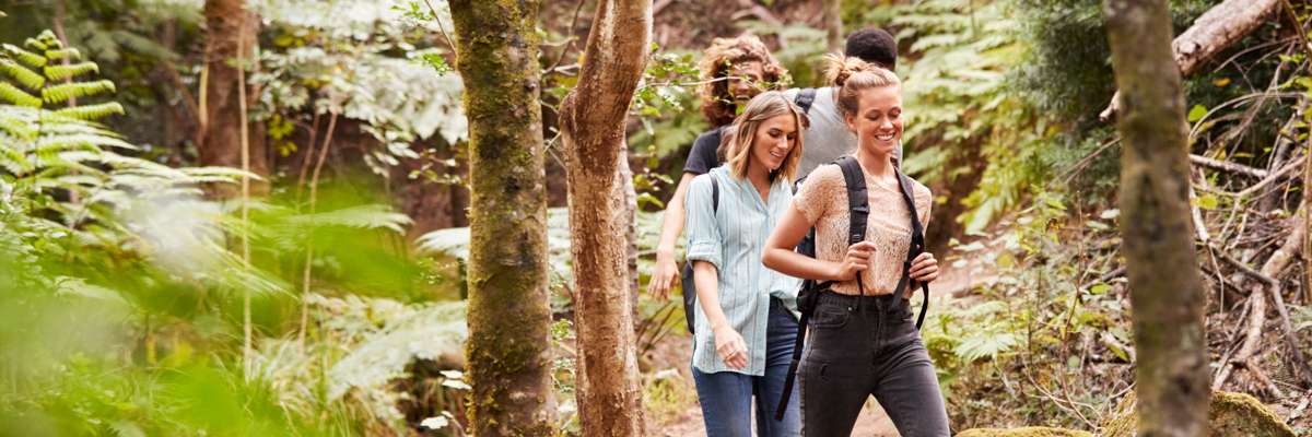 A group of young people on a hike